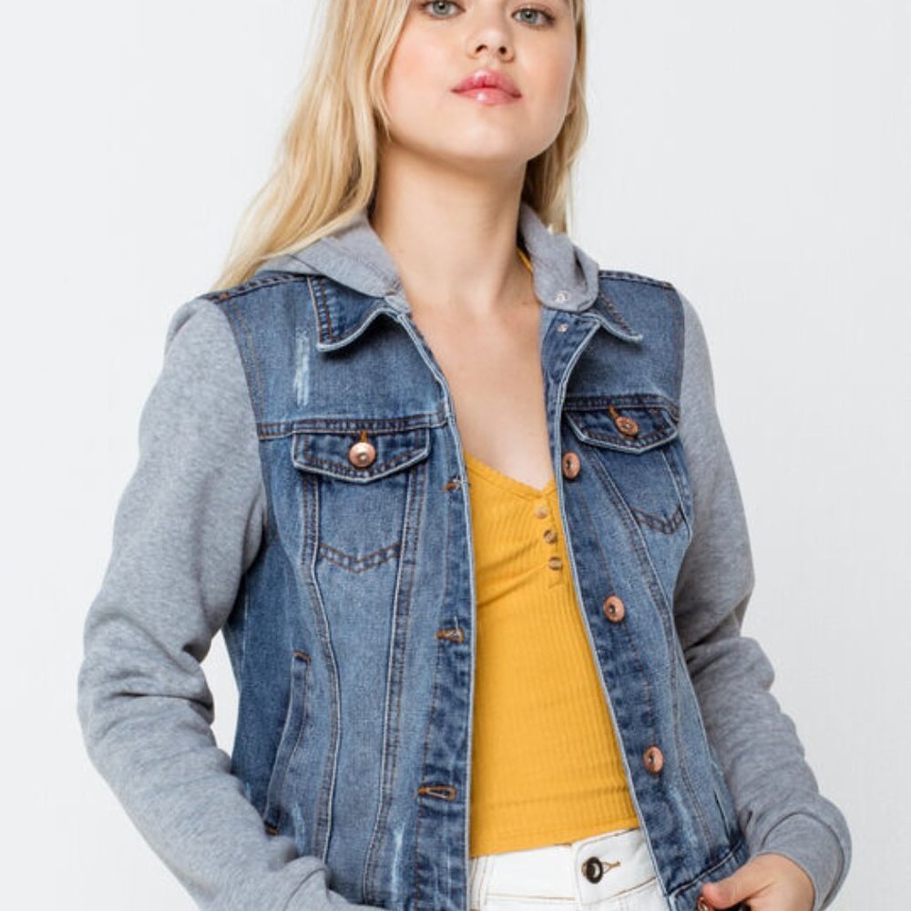 Ci Sono denim jacket with grey hoodie